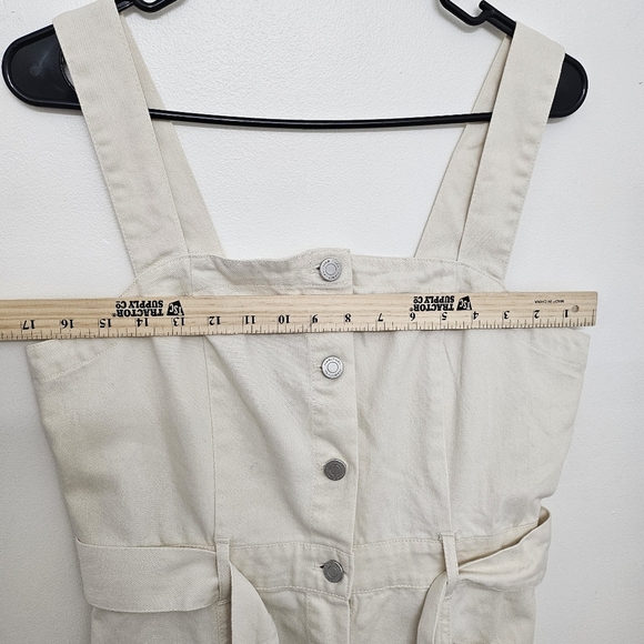 Habitual Denim Button Front Dress Safari Ecru M Pockets Summer Belted Smock - Picture 10 of 12